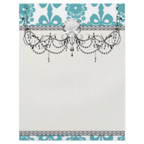aqua blue and white swirl damask pattern personalized flyer