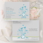 Aqua Blue Birds & Hearts Wedding Invitation