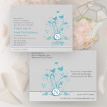 Aqua Blue Birds & Hearts Wedding Invitation postcards by samack Aqua Blue Birds & Hearts Wedding Invitation postcards