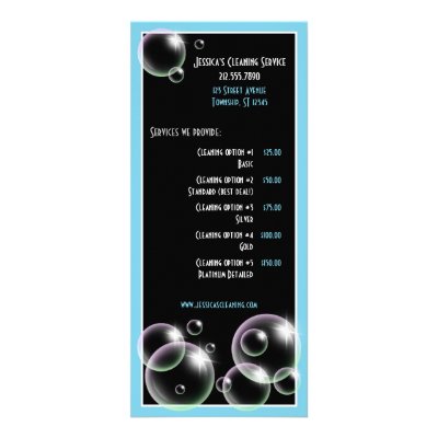 Aqua Blue Bubbles Cleaning Service Rack Cards by starzraven