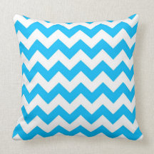 Aqua Blue Chevron Zig Zag Pattern Summer Pillows