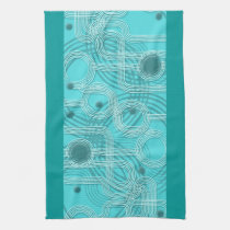 Aqua Blue circle and track kitchen tea towel kitchen towels