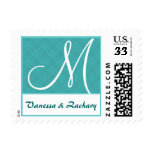 Aqua Blue Circles Wedding Monogram Ver 004 Stamps
