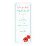Aqua Blue Coral Gerbera Daisy Wedding Program Invitations