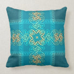 Aqua Blue Decorative Curls Big Cushion Pillow