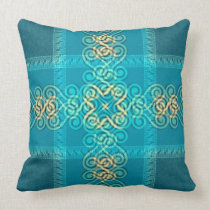 Aqua Blue Decorative Curls Big Cushion Pillow american mojo pillows