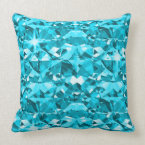 Aqua Blue Diamond Bling Pattern Throw Pillow