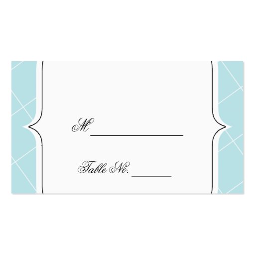 Aqua Blue Diamond Scallop Wedding Place Cards Business Card (front side)