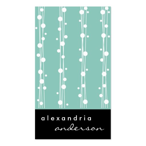 Aqua Blue Dots and Straw Business Cards