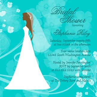 Aqua blue elegant floral bridal shower invitation invitation