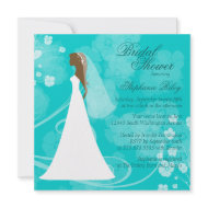 Aqua blue elegant floral bridal shower invitation invitation