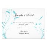 Aqua Blue Floral Filigree Response Card Custom Announcements