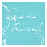 Aqua Blue Floral Filigree Wedding Custom Invite