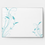 Aqua Blue Floral Filigree Wedding Envelope