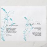 Aqua Blue Floral Filigree Wedding Program Custom Flyer