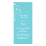 Aqua Blue Floral Filigree Wedding Program Custom Rack Cards