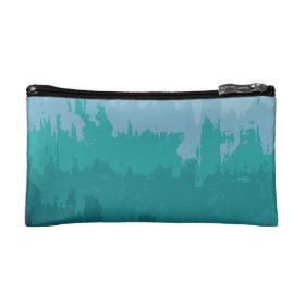Aqua Blue Green Color Mix Ombre Grunge Design Cosmetics Bags