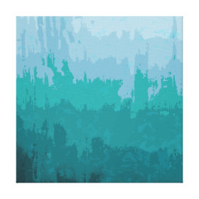 Aqua Blue Green Color Mix Ombre Grunge Design Stretched Canvas Print
