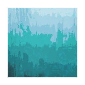 Aqua Blue Green Color Mix Ombre Grunge Design Stretched Canvas Print