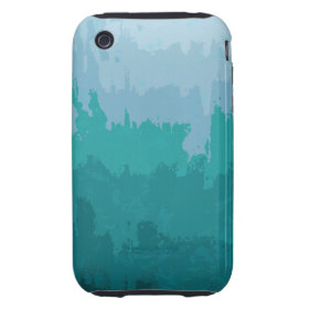 Aqua Blue Green Color Mix Ombre Grunge Design iPhone 3 Tough Cover