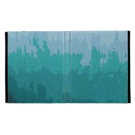 Aqua Blue Green Color Mix Ombre Grunge Design iPad Folio Covers