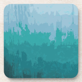 Aqua Blue Green Color Mix Ombre Grunge Design Coasters