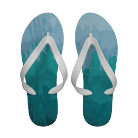 Aqua Blue Green Color Mix Ombre Grunge Design Sandals