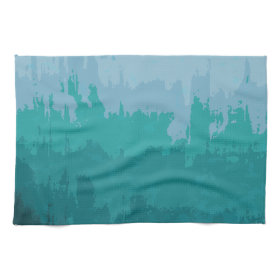 Aqua Blue Green Color Mix Ombre Grunge Design Hand Towels