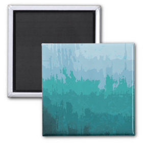 Aqua Blue Green Color Mix Ombre Grunge Design Fridge Magnet