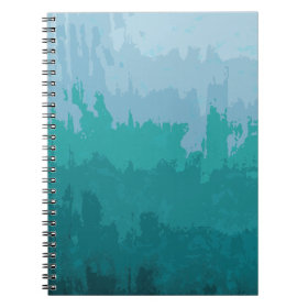 Aqua Blue Green Color Mix Ombre Grunge Design Notebook
