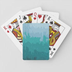 Aqua Blue Green Color Mix Ombre Grunge Design Poker Deck