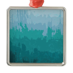 Aqua Blue Green Color Mix Ombre Grunge Design Ornament