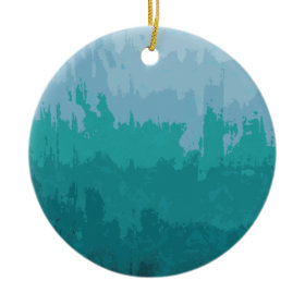 Aqua Blue Green Color Mix Ombre Grunge Design Christmas Tree Ornament