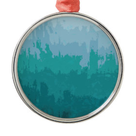 Aqua Blue Green Color Mix Ombre Grunge Design Christmas Ornaments