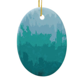 Aqua Blue Green Color Mix Ombre Grunge Design Christmas Tree Ornaments
