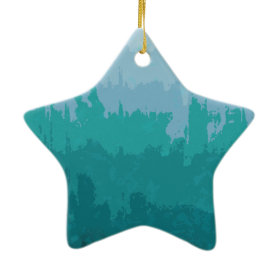 Aqua Blue Green Color Mix Ombre Grunge Design Ornaments