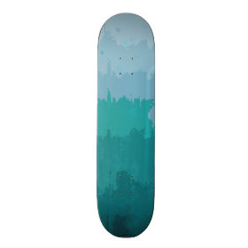 Aqua Blue Green Color Mix Ombre Grunge Design Skate Decks