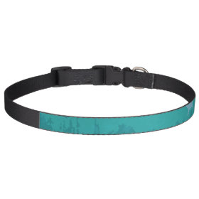 Aqua Blue Green Color Mix Ombre Grunge Design Dog Collar