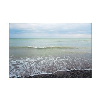Aqua Blue Green White Waves Water Beach Sand Canvas Print