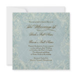 Aqua Blue Hydrangea Swirl Floral Flower Wedding Invite
