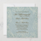 Aqua Blue Hydrangea Swirl - Wedding Invitation