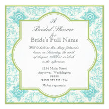 Aqua Blue Iris Quatrefoil - Bridal Shower Invite