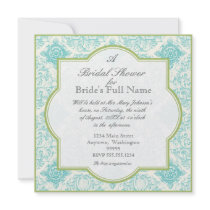 Aqua Blue Iris Quatrefoil - Bridal Shower Invite