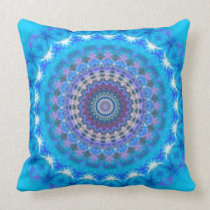 Aqua Blue Kaleidoscope Mandala pillow cushion pillows