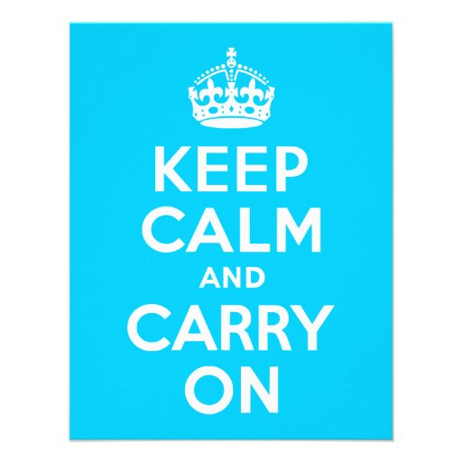 Aqua Blue Keep Calm and Carry On Personalized Invites