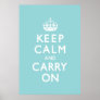 Aqua Blue Keep Calm and Carry On Posters