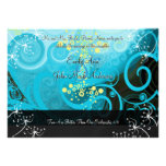 Aqua Blue Lemon Yellow Calla Lily Flower- Custom Invite