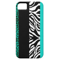Aqua Blue Leopard and Zebra Custom Animal Print iPhone 5 Covers