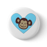 Aqua Blue Monkey Heart Gifts and Tees - add text Buttons