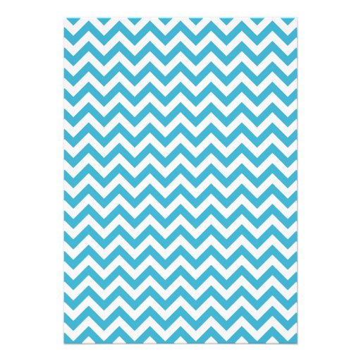 Aqua Blue Moustache Chevron Birthday Party Personalized Invites